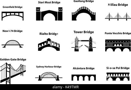 Jeu de bridge vue icônes de style silhouette Illustration de Vecteur