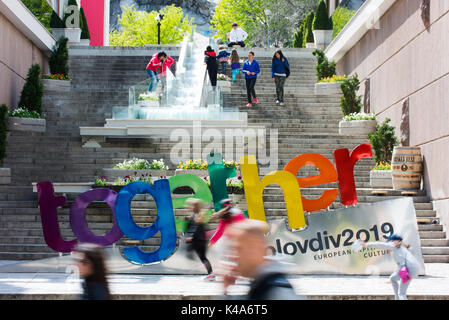 Plovdiv a été désignée capitale européenne de la culture en Bulgarie pour 2019. c'est un événement culturel pour promouvoir les dimensions européennes et locales. Banque D'Images