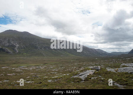 Tourbière de montagne habitat de reproduction, Strath Dionard Bergeronnette NW Sutherland en Écosse Juin Banque D'Images