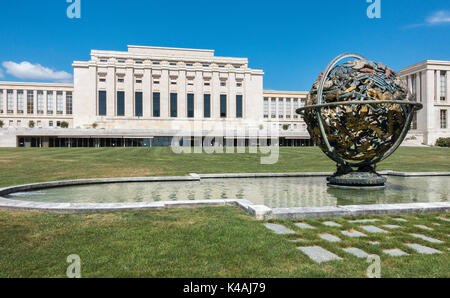 Palais des Nations unies, palais des nations, construit en 1929-1938, depuis 1966, siège européen des Nations unies, l'ONUG Banque D'Images