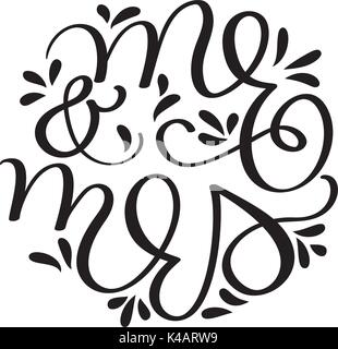 M. et Mme texte sur fond blanc. Lettrage Calligraphie Hand drawn Vector illustration EPS10 Illustration de Vecteur