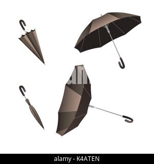 Ouvrir et fermer le parasol isolés. Parapluie inversé. Vector illustration Illustration de Vecteur