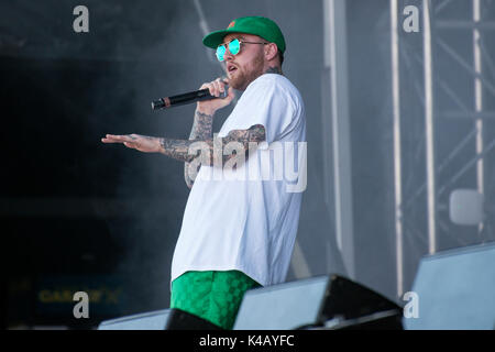 Turku, Finlande Le 9 Juillet 2017 Rapper Mac Miller Se Produit À L'Édition 2017 Du Festival Finlandais En Plein Air Ruisrock Banque D'Images