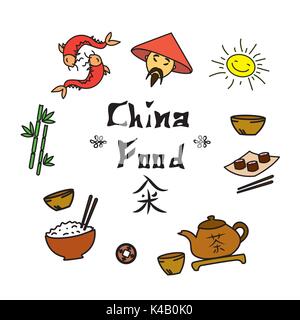 Définir la chine, symbole alimentaire vector illustration Illustration de Vecteur