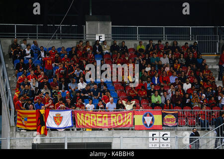 Vaduz, Liechtenstein. 12Th Mar, 2017. L'Espagnol fans. Au cours de la qualification pour la Coupe du Monde 2018, ronde 8, entre le Liechtenstein contre l'Espagne au Rheinpark stadium à Vaduz, Liechtenstein, le 5 septembre 2017 . Más Información Gtres Crédit : Comuniación sur ligne, S.L./Alamy Live News Banque D'Images