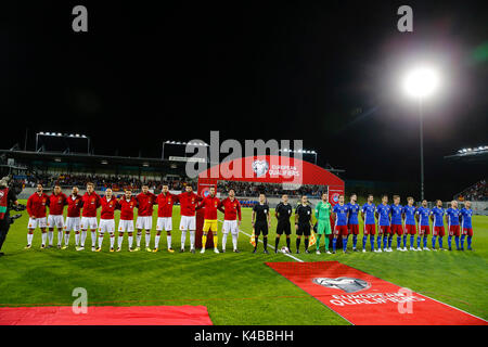 Vaduz, Liechtenstein. 12Th Mar, 2017. Groupe de l'équipe de Liune pendant le match de qualification pour la Coupe du Monde 2018, ronde 8, entre le Liechtenstein contre l'Espagne au Rheinpark stadium à Vaduz, Liechtenstein, le 5 septembre 2017 . Más Información Gtres Crédit : Comuniación sur ligne, S.L./Alamy Live News Banque D'Images