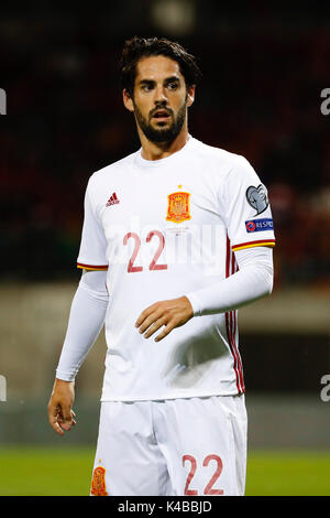 Vaduz, Liechtenstein. 12Th Mar, 2017. Isco (22) Espagnol's player. pendant le match de qualification pour la Coupe du Monde 2018, ronde 8, entre le Liechtenstein contre l'Espagne au Rheinpark stadium à Vaduz, Liechtenstein, le 5 septembre 2017 . Más Información Gtres Crédit : Comuniación sur ligne, S.L./Alamy Live News Banque D'Images