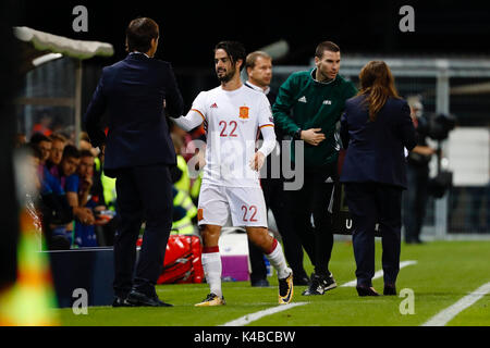 Vaduz, Liechtenstein. 12Th Mar, 2017. Isco (22) Espagnol's player. pendant le match de qualification pour la Coupe du Monde 2018, ronde 8, entre le Liechtenstein contre l'Espagne au Rheinpark stadium à Vaduz, Liechtenstein, le 5 septembre 2017 . Más Información Gtres Crédit : Comuniación sur ligne, S.L./Alamy Live News Banque D'Images