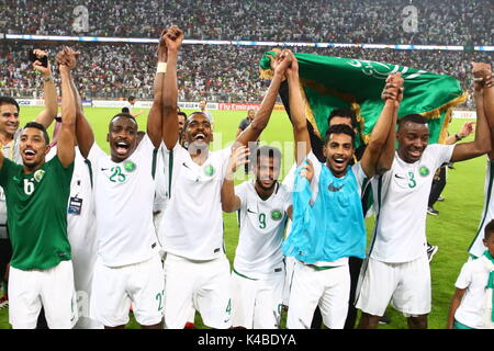 Jeddah, Arabie saoudite. 12Th Mar, 2017. L'Arabie saoudite (KSA) Football/soccer : FIFA World Cup 2018 Qualification de la Russie Asiatique ronde finale match du groupe B entre le Japon 0-1 Arabie Saoudite au King Abdullah Sports City Stadium à Jeddah, Arabie saoudite . Credit : Sho Tamura/AFLO SPORT/Alamy Live News Banque D'Images