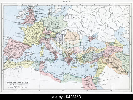 Carte antique, vers 1875, de Rome (Empire romain) Banque D'Images