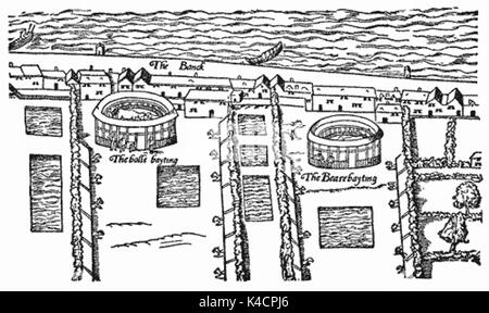 L'ours et le bull-baiting sonne, Bankside, c.1560 Banque D'Images