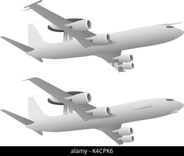 Les AWACS Airborne Warning and Control System Aircraft Illustration de Vecteur