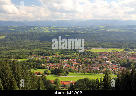 Vue de Hoher Peißenberg, Pfaffenwinkel, haute-Bavière, sur les contreforts des Alpes Banque D'Images