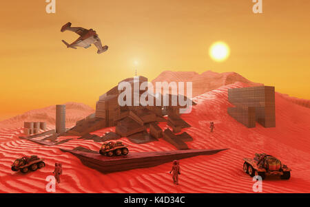 L'exploitation minière sur mars Banque D'Images