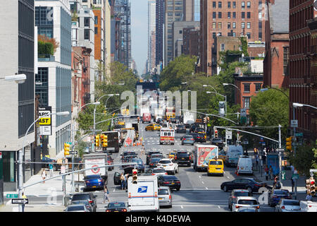 Et Meatpacking district Chelsea street vue aérienne avec des bâtiments et de trafic à New York Banque D'Images