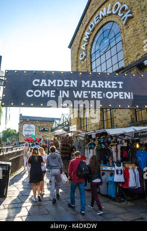 L'entrée de Camden Market à Camden Lock à Londres, au Royaume-Uni. Banque D'Images