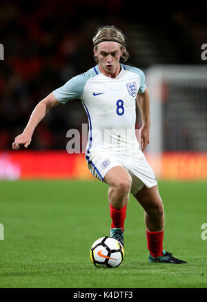 L'Angleterre au cours de la Tom Davies UEFA Euro 2019 U21, match de qualification du groupe 4 à la vitalité Stadium, Bournemouth. Banque D'Images