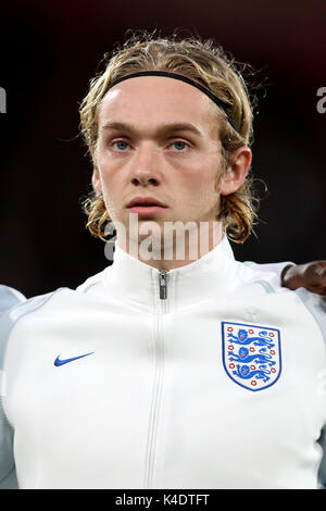 L'Angleterre au cours de la Tom Davies UEFA Euro 2019 U21, match de qualification du groupe 4 à la vitalité Stadium, Bournemouth. Banque D'Images