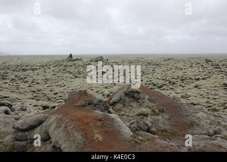 L'Islande, de pierres de lave couvertes de lichen d'Islande, du sud-est Banque D'Images