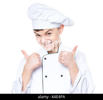 Teen boy wearing uniformes chef Banque D'Images