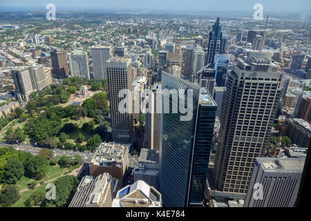 Vue aérienne du quartier central des affaires de Sydney et de Hyde Park à partir de la Tour de Sydney Eye Banque D'Images