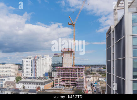 De nouveaux logements étudiants en construction sur la rue Bridge, dans le centre-ville de Cardiff 2 septembre 2017 Phillip Roberts Banque D'Images