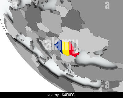 La Roumanie le monde politique avec des drapeaux. 3D illustration. Banque D'Images