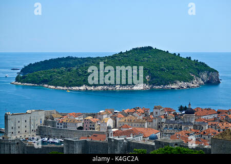 L'île de Lokrum, Dubrovnik, Croatie. Vue panoramique vue de dessus Banque D'Images