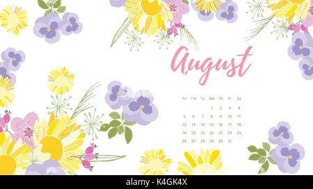 Calendrier floral Vintage 2018 Illustration de Vecteur