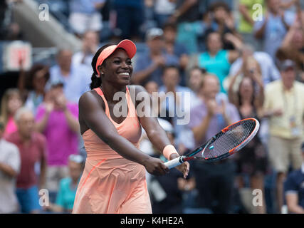 New York, États-Unis. 05 Sep, 2017. Sloane Stephens de USA célèbre la victoire contre Anastasija Sevastova de Lettonie à l'US Open Championships à Billie Jean King National Tennis Center Crédit : Lev Radin/Pacific Press/Alamy Live News Banque D'Images