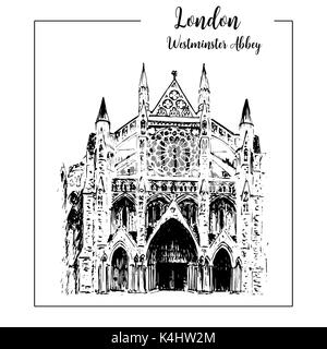 L'abbaye de Westminster, symbole architectural de Londres. beau hand drawn vector illustration croquis Illustration de Vecteur