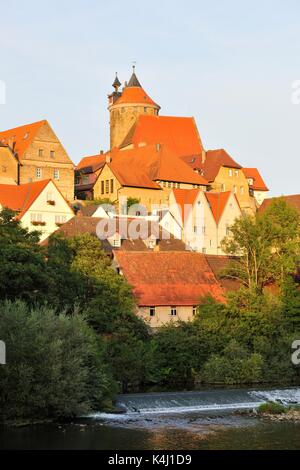 Paysage urbain de Besigheim an der Enz avec Schochenturm, Neckartal, Bade-Wurtemberg, Allemagne Banque D'Images