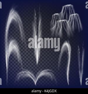 Fontaines réaliste Vector Set. Isolé sur fond transparent. Illustration de Vecteur