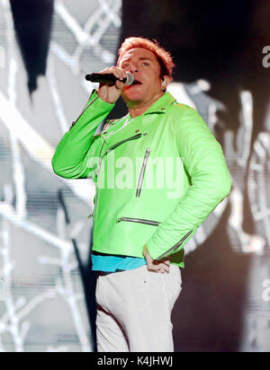 Simon Le Bon de Duran Duran headline la scène principale pour la troisième journée de l'Electric Picnic festival à Stradbally, Comté de Laois. Banque D'Images