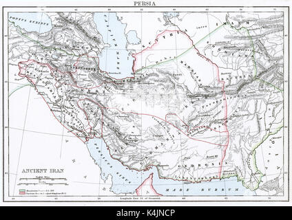 Carte antique, vers 1875, de Perse (ancien) Banque D'Images