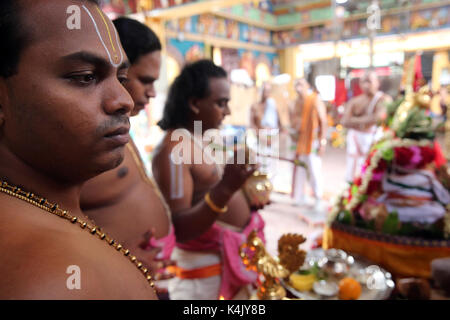 Les prêtres brahmanes, sri vadapathira kaliamman temple hindou, à Singapour, en Asie du sud-est, l'Asie Banque D'Images