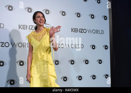 Margaret Qualley lors d'une fête d'été de la signature 'Kenzo World' à Madrid le mercredi 06 septembre 2017. Banque D'Images