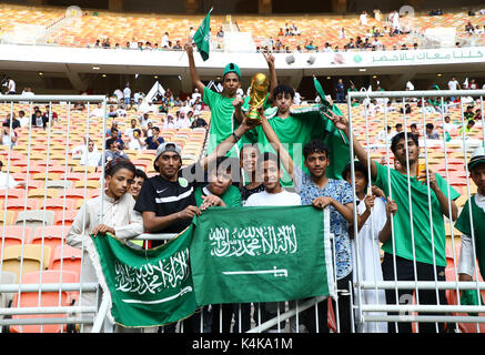 Jeddah, Arabie saoudite. 12Th Mar, 2017. Des fans de l'Arabie saoudite (KSA) Football/soccer : Arabie saoudite fans avant la Coupe du Monde de la Russie Asiatique 2018 ronde finale de qualification match du groupe B entre l'Arabie saoudite 1-0 Japon au King Abdullah Sports City Stadium à Jeddah, Arabie saoudite . Mm. Kenzaburo Crédit : Matsuoka/AFLO/Alamy Live News Banque D'Images