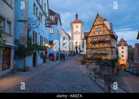 Plönlein avec Siebersturm et Koholzeller Tor, Rothenburg ob der Tauber, Franconie centrale, Franconie, Bavière, Allemagne Banque D'Images