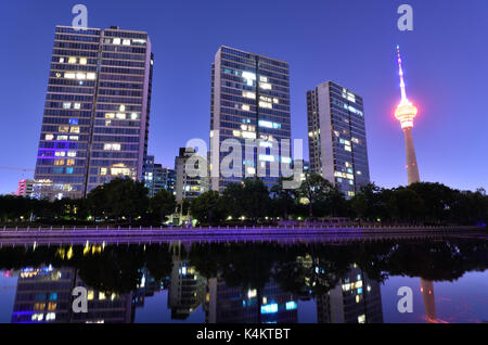 Cityscape at night de Beijing, Chine. Banque D'Images