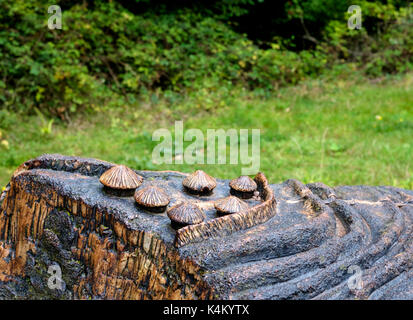 Sculpture de l'âge du fer shoing camp à Symonds Yat Rock,forêt de Dean, Gloucestershire, Angleterre Royaume-Uni Banque D'Images