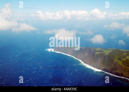 Vue aérienne de l'île de São Jorge, Ponta dos Rosais. Açores, Portugal Banque D'Images