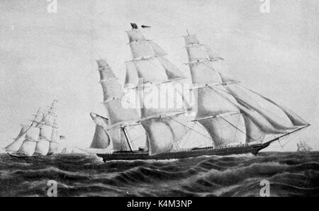 Clipper le Windjammer (concours) commandé par le capitaine Lane - construit par Westervelt de New York et administré par Grinnel Minturn de New York. Banque D'Images