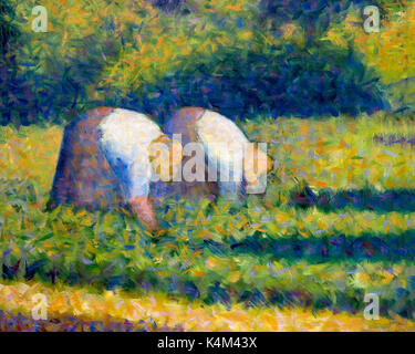 Farm Women at Work, par Georges Seurat, 1882-1883, Solomon R. Guggenheim Museum, Manhattan, New York City, Etats-Unis, Amérique du Nord Banque D'Images