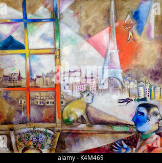 Paris à travers la fenêtre, par Marc Chagall, 1913, Solomon R. Guggenheim Museum, Manhattan, New York City, USA, Amérique du Nord Banque D'Images