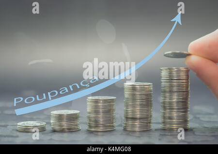 Grand concept de l'épargne, l'économie, pile de pièces. Banque D'Images