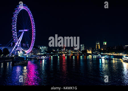 London Eye de nuit Banque D'Images