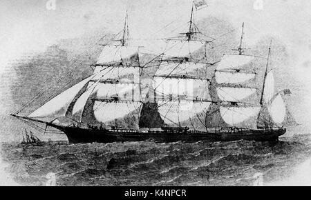 Le Windjammer (clipper) La grande république - La plus grande jamais construite par clipper extrême Donald McKay a lancé le 4 octobre 1853- Banque D'Images