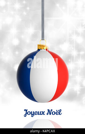 Joyeux Noël de france. boule de noël avec drapeau Banque D'Images