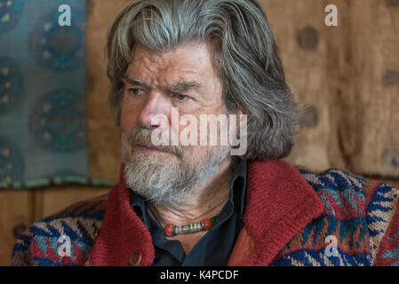 Reinhold Messner alpiniste à son château de Juval au Tyrol du Sud, Italie Banque D'Images